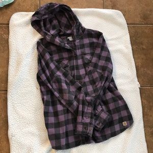 Carhartt long sleeve button down with hood